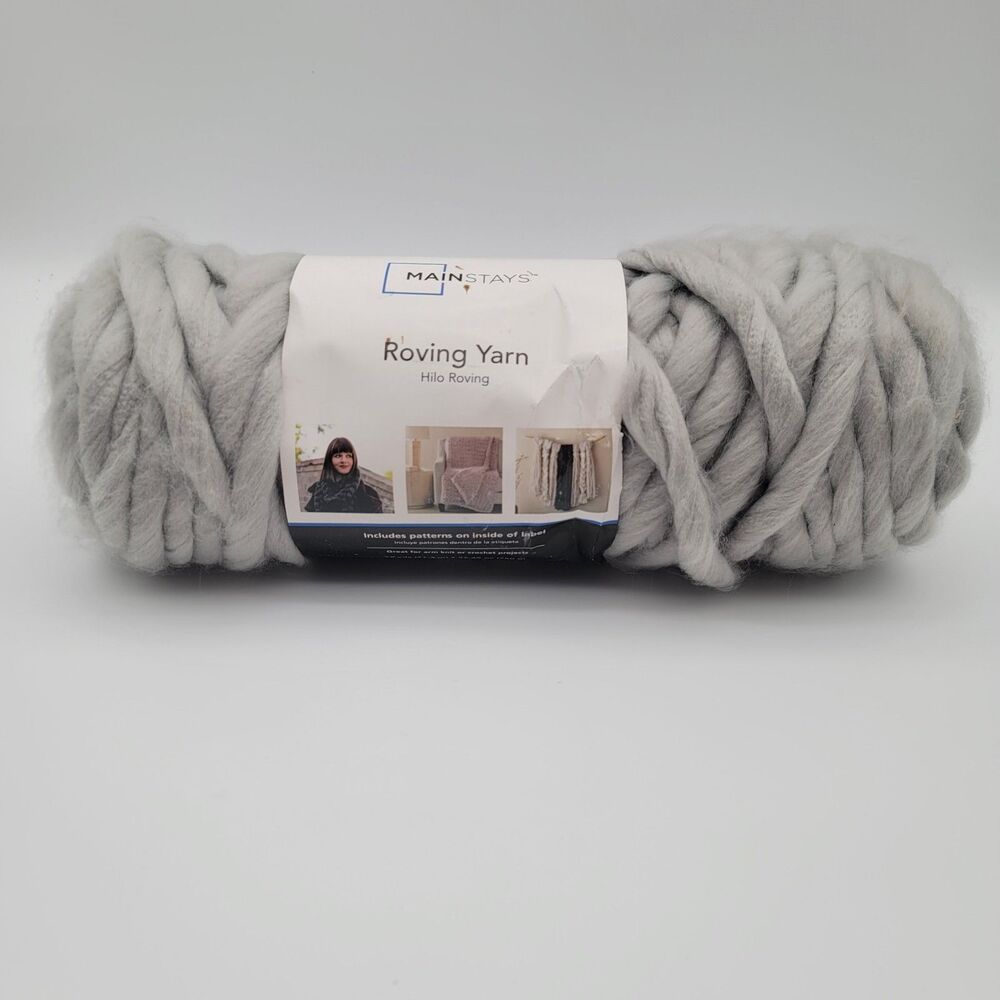 Gray Silver Mainstays Hilo Roving Yarn 100% Acrylic 78 yards knitting crochet